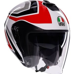 AGV - Irides E2206 Open Helm - Tolosa Zwart/Grijs/Rood - Hoogwaardige Materialen