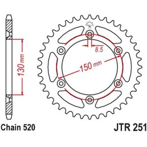 JT SPROCKETS Modderbestendige stalen kroon 251 - 520