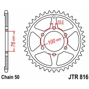 JT SPROCKETS Standaard stalen kroon 816 - 530