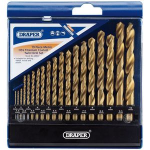 Draper Doos van 19 HSS boren titanium 1 tot 10mm
