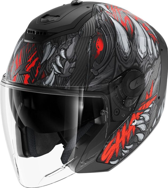 Shark - RS Carbon Shaytan Open Helm - Zwart/Rood/Antraciet - Carbon Fiber