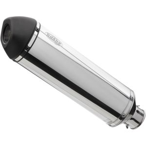 SHARK EXHAUST DSX-5 gepolijst aluminium/einddop bekleed met roestvrij staal mat zwart zilver