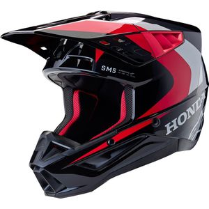 Alpinestars - Honda S-M5 - Helm - Zwart Rood Glanzend - ECE 22.06