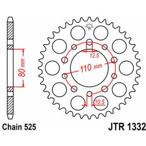 JT SPROCKETS Standaard stalen kroon 1332 - 525