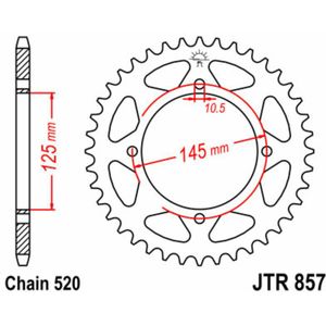 JT SPROCKETS Standaard stalen kroon 857 - 520