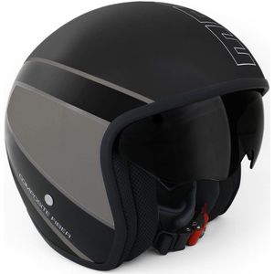 MOMO Raptor Jet helm zwart mat / donker zilver
