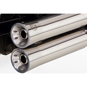 FALCON Double Groove compleet uitlaatsysteem met kattenhoogglans gepolijst roestvrij staal zilver