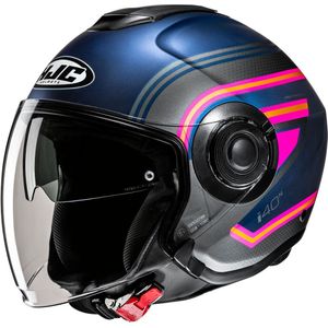 Hjc - I40n Linia Open Helm - Zwart - Polycarbonaat - Geïntegreerd Zonnevizier