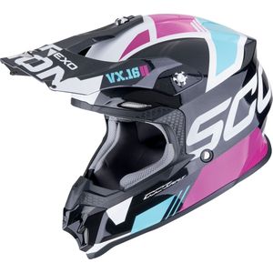 SCORPION - VX-16 EVO Air Analog - Motorhelm - Metaal Zwart / Blauw / Roze