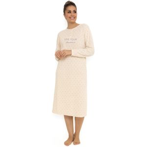 Cocodream - Velours Nachthemd - Creme - Dots - Warm Winter Nachtjapon