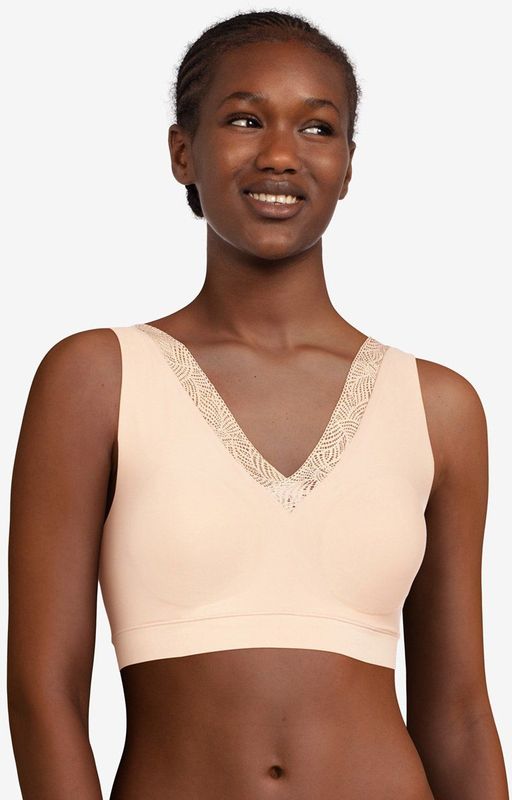 Chantelle Bralette kanten top met vulling - Soft Stretch - Dames naadloze Bh top - Brede bandjes  - Huidkleur