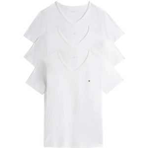 Tommy Hilfiger - Heren T-shirt - Wit - Katoen - Korte Mouw - V-hals