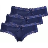 J&C dames string / hipster 3-pack kant 1610/1604 - Kanten ondergoed - Kanten ondergoed - Microfiber  - Grijs