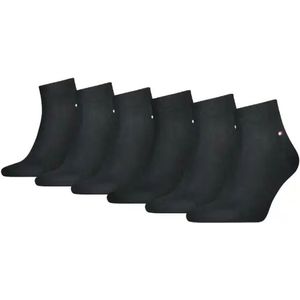 Tommy Hilfiger - Quarter Sokken - Zwart - 6-paar - Heren Katoenen Half Hoge Sokken