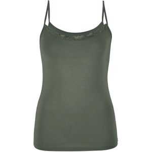 Dames spaghetti hemd kant - Modal - Kanten onderhemd met smalle bandjes - Luxe singlet  - Groen