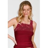 Dames hemd kant biologisch katoen - Onderhemd vrouwen - Singlet - Rood