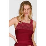 Dames hemd kant biologisch katoen - Onderhemd vrouwen - Singlet - Rood