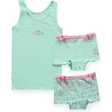 Funderwear meisjes setje Tiger - Onderbroek & Hemdje - Boxershorts - Roze - Groen - Paars