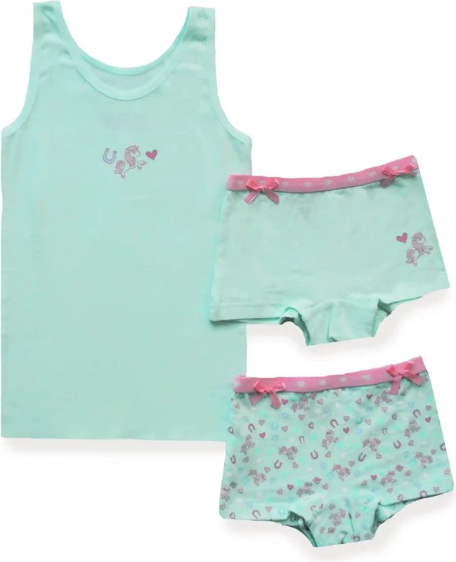 Funderwear - Meisjes Setje - Paardenprint - 1 Hemdje en 2 Shorts