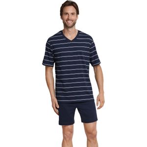 Schiesser heren shortama - Blue Stripe  - Blauw