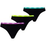 Puma - 3-Pack Dames Strings - Zwart - Wit - Paars - Katoen