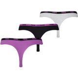 Puma - 3-Pack Dames Strings - Zwart - Wit - Paars - Katoen