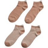 Pieces - Enkelsokken - Beige/Goudkleur en Zwart - 2 Paar