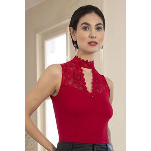 Nina von C dames Kanten Top - Blazershirt - Zonder mouw  - Rood