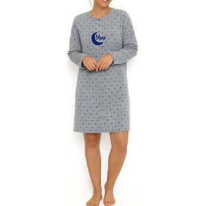 Cocodream - Fleece Nachthemd - Grijs - Dots - Warme Winter Nachtjapon