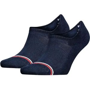 Tommy Hilfiger 2-paar Iconic sneakersokken  - Footies die niet afzakken - Dames en heren  - Blauw