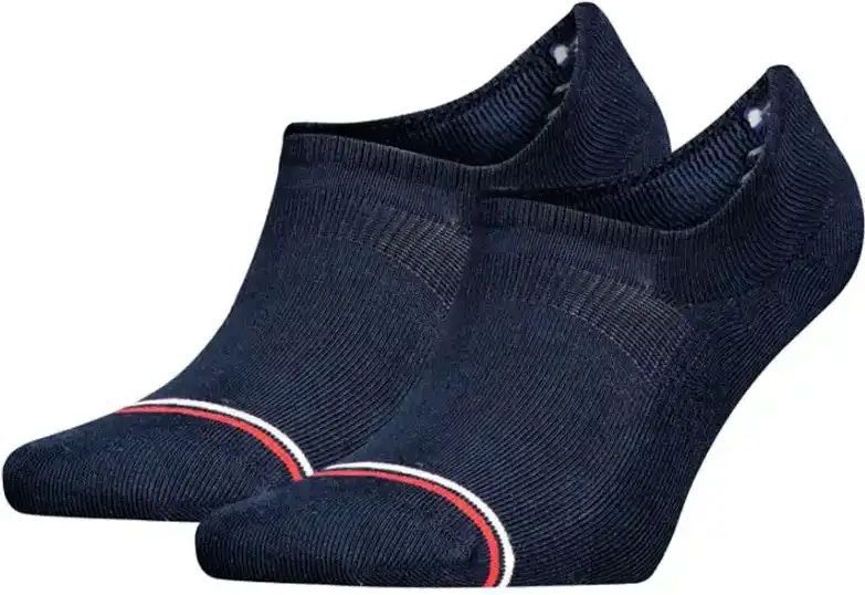 Tommy Hilfiger 2-paar Iconic sneakersokken  - Footies die niet afzakken - Dames en heren  - Blauw