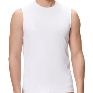 HL-tricot mouwloos shirt heren - 100% katoen  - Wit