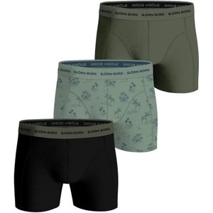 Bjorn Borg 3-pack heren boxershorts - Cotton Stretch -  Spring Green  - Zwart