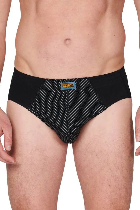 Heren sport slip streep - Betaalbare heren onderbroek - Elastisch katoen  - Zwart