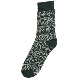 Homesocks bedsokken met wol - Warme huissokken voor de winter - Norwegian winter print  - Groen