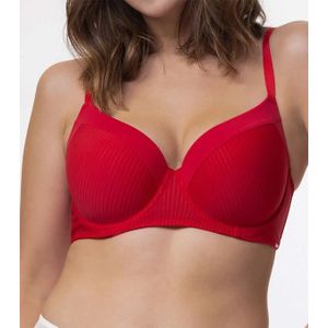 BH Carmen - T-shirt BH met Beugel - Grote maten bh met vulling met brede bh band  - Rood