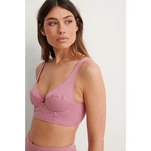 Na-KD dames katoenen bh - cup shape ribbed wide top  - Roze