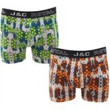 J&C - Boxershort - Groen/Oranje - 2-pak - Katoen