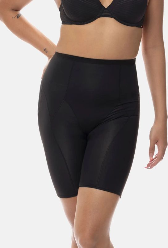 Corrigerende short lange pijpjes - Medium control - Shapewear boxershort - Anti slip rand  - Zwart