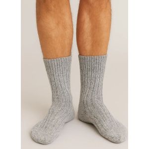 Hertex Dikke wollen sokken - gebreide sokken  - 50% Wol - Warme huissokken - Bedsokken - Thermosokken dames  - Grijs