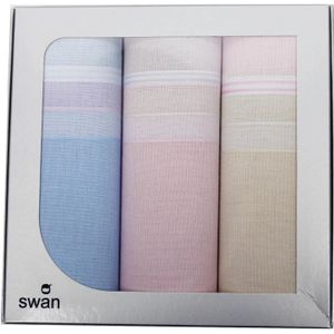 Swan 3-pack - Dames zakdoeken Vintage pastel  - Blauw
