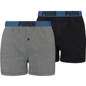 Puma wijde 2-pack Heren Boxershort- Regal Blue  - Zwart