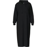 Hoodie Midi Dress - Loungewear Dress - Katoenen dik extra lang nachthemd  - Zwart