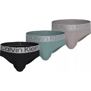 Calvin Klein 3-Pack Heren slips - Hip Brief Reconsidered Steel - Microvezel heren heupslip - Brede tailleband  - Zwart