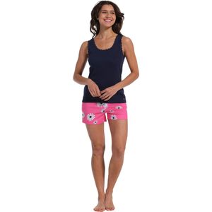 Rebelle dames shortama - Pink flower  - Roze