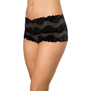 Nina von C - Floral - Kanten Dames Heup Ondergoed - Zwart - Katoenen Kruisje