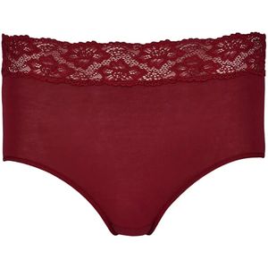 Kanten modal taille slip dames - Hoge kanten dames onderbroek  - Rood