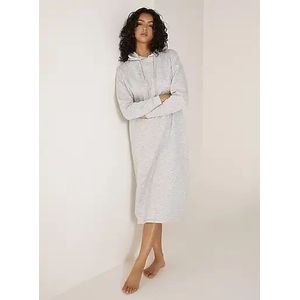 Hoodie Midi Dress - Loungewear Dress - Katoenen dik extra lang nachthemd  - Grijs