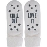 Homesocks Antislip sokken met ABS Love It met antislip ecru