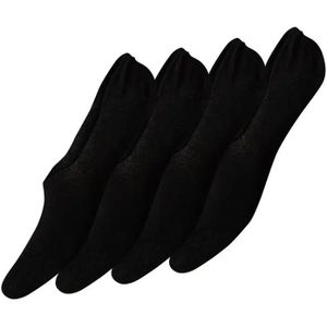 Pieces 4-paar invisible footies sneaker sokken  - Zwart